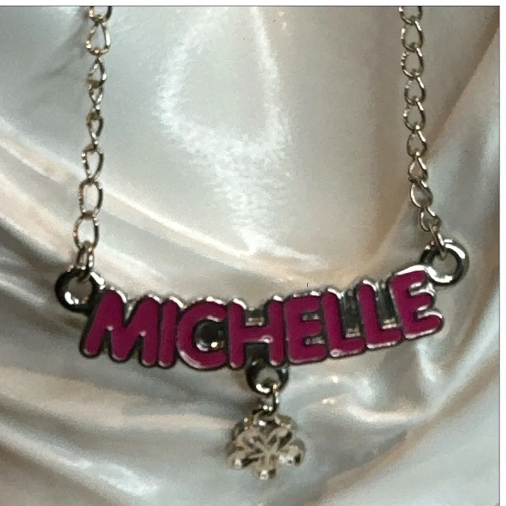 “Michelle” & plumeria flower charm•18” necklace